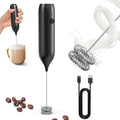 CIRCLE JOY Rechargeable Milk Frother Handheld, Coffee Frother Wand Drink Mixer with Stainless Steel Whisk for Coffee, Cappuccino, Lattes, Frappe, Matcha and Hot Chocolate, Black - color: Black