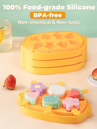 Lemon Popsicle Molds for Kids & Toddlers – Fun Mini Silicone Ice Pop Maker, Food Grade & Family Safe, Fruit Ice Cream Mold Set (Yellow-lemon(6 pieces)) - color: Yellow-lemon(6 pieces)