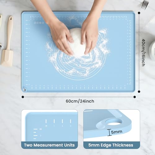 24x16 Silicone Rolling Mat Non-Stick Food Grade Baking Mat w/Measurements - size: 24"L x 16"W