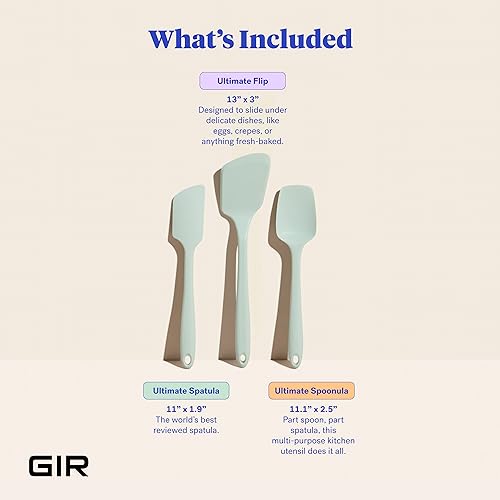 GIR: 3-Piece Silicone Ultimate Kitchen Utensils Set – Mint - color: Mint, size: 3 - Piece Set