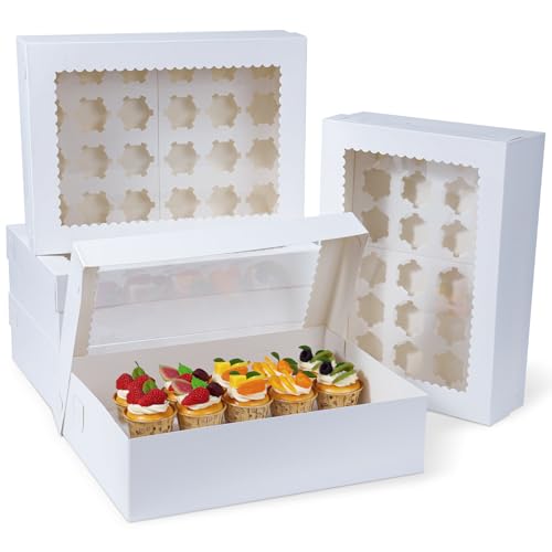 10Pack Cupcake Boxes with Window, 24 Count Cupcake Carriers - color: Blue & Pink
