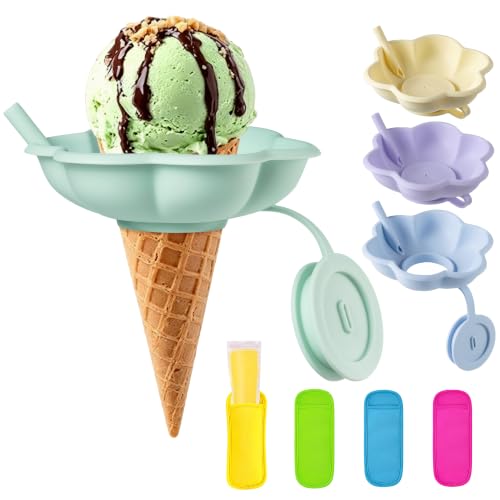 8PCS Ice Cream Cone Holder & Popsicle Sleeve Set - style: 8Pack( 4Pcs Silicone Ice Cream Cone Holders + 4Pcs Neoprene Popsicle Sleeves)