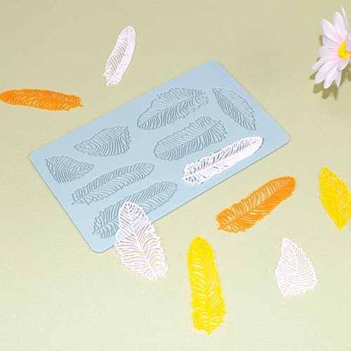 Silicone Lace Fondant Mold for Cake Decorating, Feather Pattern Sugarcraft, Clay, Polymer Clay, and Fondant Tools (D_ Feather) - size: D_ Feather