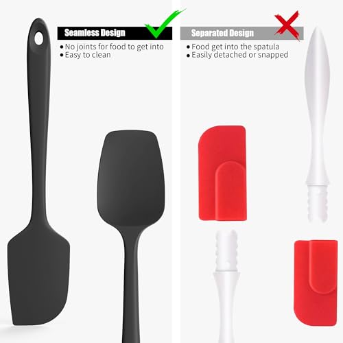 Doosu 600°F Heat Resistant Silicone Spatula Spoonula, 2‑Piece, Black - color: Black, size: Flat & Spoon Spatulas