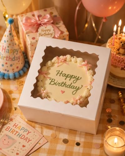 10"x10"x5" Cake Box, 36 Sets White Cake Box with Window ＆ 36 Sets 10" White Cake Round Boards, for Cake, Treat Cookie Dessert, Pastry, Birthday Party, Weddings - color: White, size: 10"x10"x5", 36Pcs