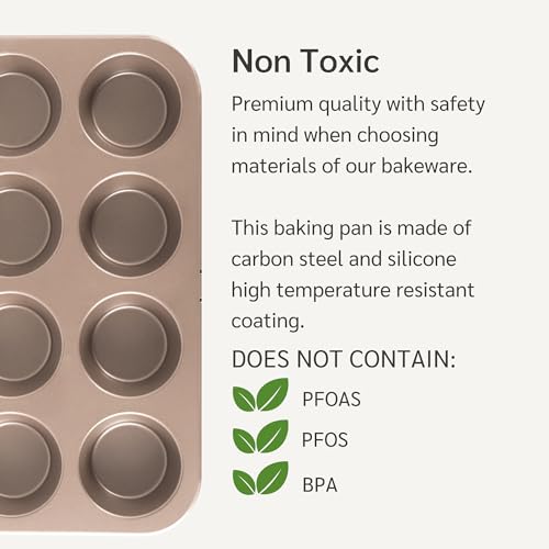 HAPPIELS 12 Cup Muffin Pan Nonstick, PFOA & BPA Free - style: Muffin Pan