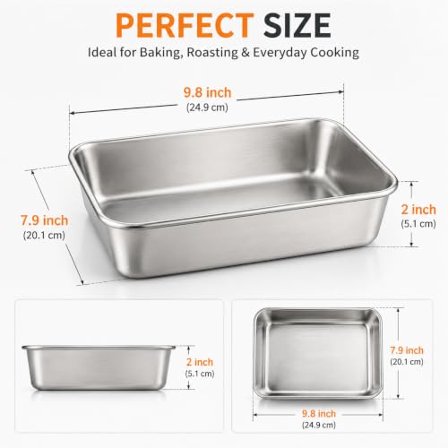 Zimtty Stainless Steel Rectangular Baking Pans, 9.8 x 7.9 x 2 in, 8 Pack