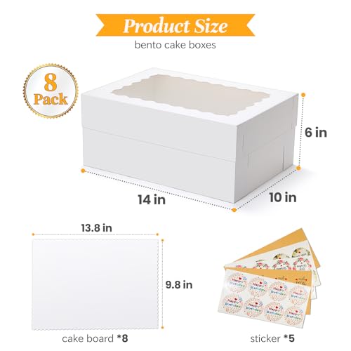 COTOPHER 14x10x6 In Sheet Cake Boxes, 16pcs White Bakery Boxes with Window - color: White, size: 14x10x6inch