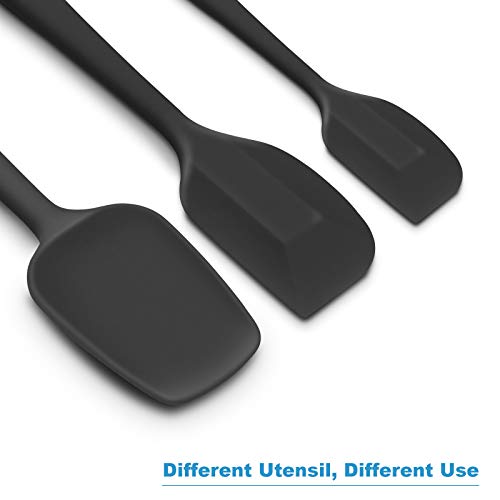 3-Piece Silicone Spatula Set, 600°F Heat Resistant, Black - color: A-Black