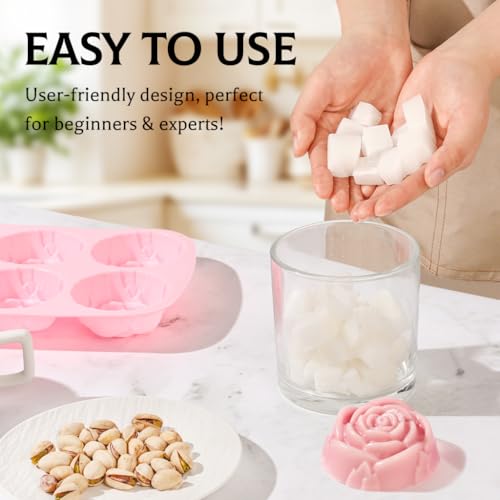 SJ Rose Silicone Mold Set, 2-Pack 6-Cavity Soap & Chocolate Molds - color: Sweet Pink+Rose Red / Rose Flower