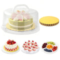 10 Inch Cake Carrier with Lid and Handle, Round Cake Transport Container with 10 Inch Cake Boards & Cupcake Serving Tray, Portable Pie Cake Holder with Cover for Wedding Party Picnics Camping
