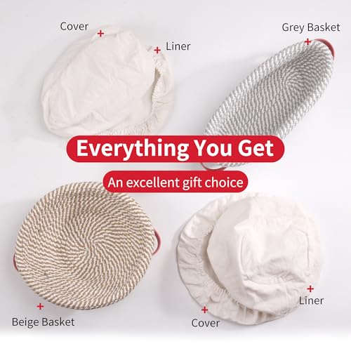Banneton Bread Proofing Basket, Oval & Round Sourdough Bread Baskets Set