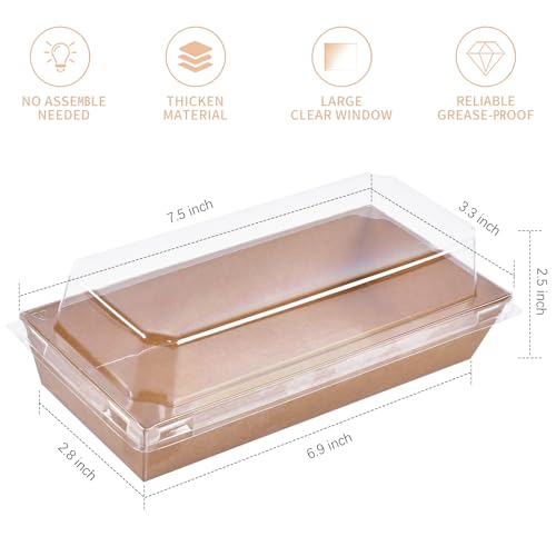 Ocmoiy Charcuterie Boxes with Clear Lids, 7.5x3.3 Inches, 50 Pack, Brown - color: Brown
