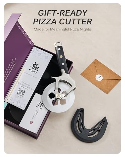 KYOKU 4in Pizza Cutter, Detachable High Carbon Steel Wheel with Blade Cover - size: Pizza Cutter with Blade Cover