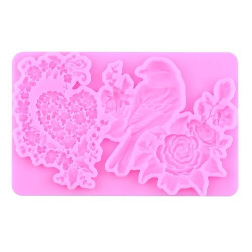 Bird Flower Silicone Mold Flower Branch Fondant Molds Set Of 2 - color: Style H