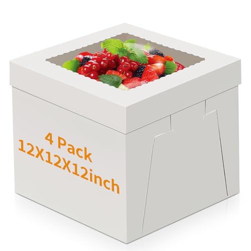 WINKIO Cake Boxes 12 inch, Cake Carrier Holder, Storage Transport Container - size: 12×12×12