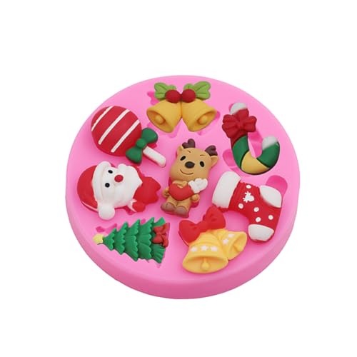 4PCS Christmas Theme Silicone Mold Snowflake Christmas Tree Snowman Bell Creative Baking Chocolate Cake Dessert Decoration Mold DIY Resin Jewelry Accessories Silicone Molds SD-176-221-252-325 - color: Style B