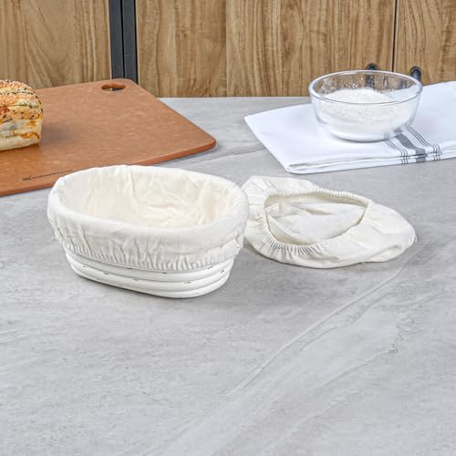 Restaurantware Oval Rattan Banneton Proofing Basket, 2 Cotton Liners, 10 Ct - size: Oval, 6 3/4"-10 Count