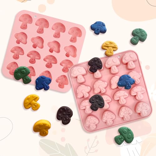 2PCS Mushroom Silicone Mold - 16 Cavity 3D Cute Mushroom Gummy Molds