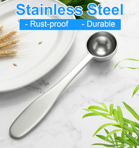 2 Pcs Tea Scoop, Teaspoon Measuring Spoons Stainless Steel (5ml, Silver)