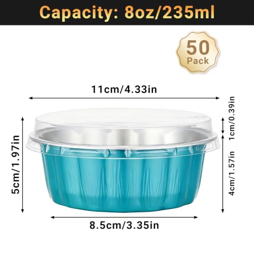 Beasea 8oz Disposable Ramekins with Lids, 50 Pack, Blue Green - color: Blue Green, size: 8oz 50pcs