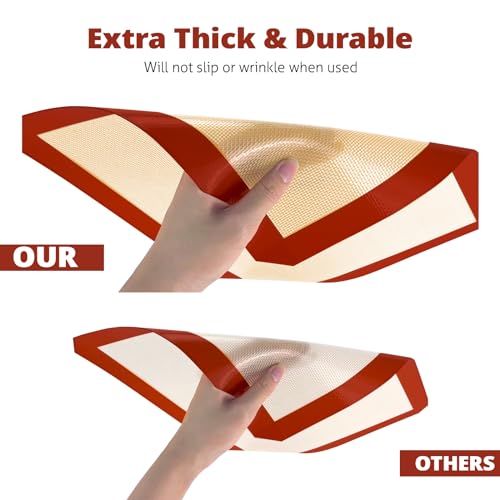 Silicone Baking Mats, 6 Pack Non-Stick Mats for Baking, Silicone Baking Mats Cookie Sheet, Easy Clean & Reusable Oven Baking Sheet for Making Cookies, Macaroons, Bread - size: 16.53"L x 11.61"W (Pack of 2)