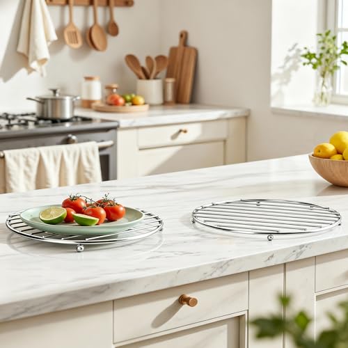 2 Pack Stainless Steel Trivets, Heat Resistant Pot Holder, Round.
