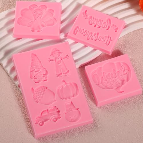 Scarecrow Thanksgiving Fondant Molds, Gnome Pumpkin Silicone Molds