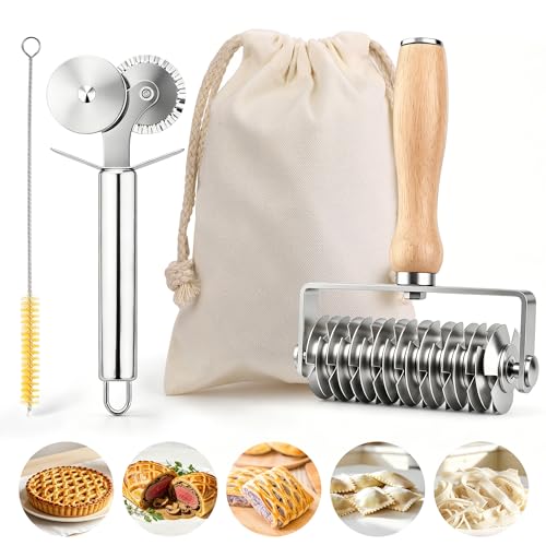 Stainless Steel Pastry Lattice Roller Cutter Pastry Cutter Double Wheel Kit