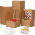 COTOPHER 50 Pcs Cake Boxes 8 Inch, 8x8x5 In Cake Containers with Windown - color: Brown, size: 8x8x5inch
