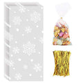 CCINEE Snowflake Treat Bag,Christmas Cellophane Bag with Twist Ties Candy Cookie Bags for Party Supplies,120PCS - color: Christmas 2-120pcs