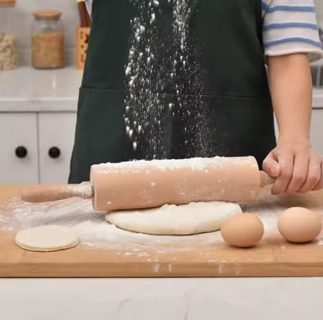 Classic Wooden Rolling Pin for Baking - 17-Inch Natural Beechwood Dough Roller with Easy-Grip Handles - Perfect for Bread, Pizza, Pastries, Cookies - Durable and Lightweight Kitchen Tool - size: 1 Pack Rolling Pin
