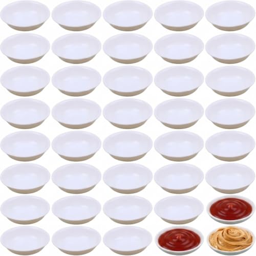 Angoily 40Pcs Soy Sauce Dish, Unbreakable Plastic Soy Sauce Bowls, 2 Oz - color: 40 Pcs