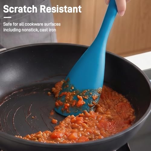 3 PACK Silicone Cooking Spatula & Spoon for Nonstick Cookware, BPA-Free - color: Black, Red, Blue
