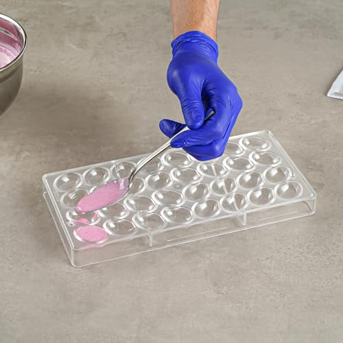Pastry Tek 10.8 x 5.3 Inch Chocolate Shaping Mold, 1 Freezable Candy Mold - 32 Cavities, Egg-Shaped, Clear Polycarbonate Chocolate Mold, Dishwashable, Easy To Release - Restaurantware - size: 1 Count | 10.8 x 5.3 Inch, style: Egg