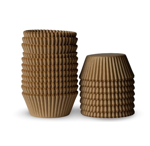 200 Paper Cupcake Liners, Muffin Liners or Baking Cups for Desserts, Muffins, Cupcakes and More Treats; Grease Proof, No Smell, Food Grade, Nut Serving Containers (Brown) - color: Brown
