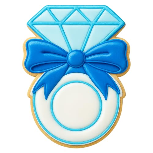 Elegant Diamond Ring with Ribbon Cookie Cutter - 4x3" Wedding Baking Fun