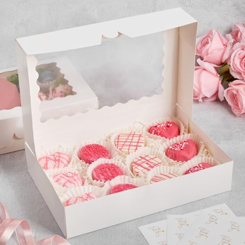 White Cookie Boxes with Window, 30 Pack, 12" x 8" x 2.5" - size: 12" x 8" x 2.5"