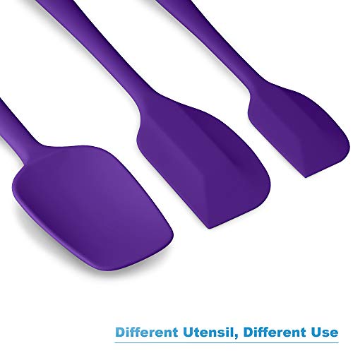 3-Piece Silicone Spatula Set, 600°F Heat Resistant, Purple - color: E-Purple