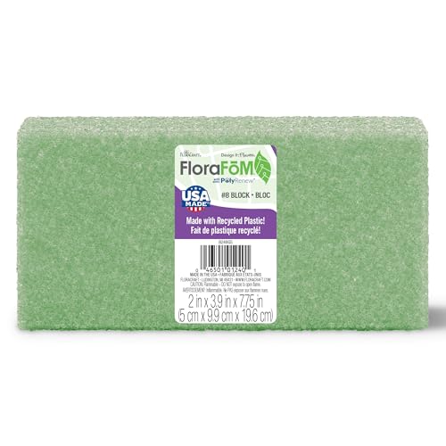 FloraCraft FloraFōM Block 2 Inch x 3.9 Inch x 7.75 Inch Green - size: 2" x 3.9" x 7.75"