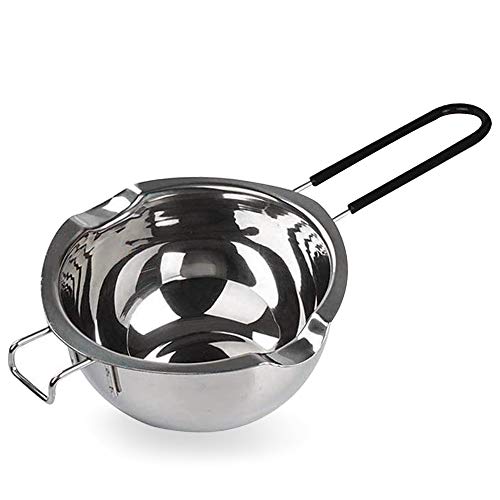 600ML Stainless Steel Double Boiler Pot with Heat Resistant Handle - color: Black handle, size: 600ML