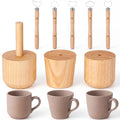 Ferrochef Cup Pottery Molds Clay Tools Set Wooden Sculpture Scraper Pottery Carving Tool Cup Handle Shape Clay Cutters for DIY Mug Vase Art Making (Small-Medium,12, 12, 12oz) - size: 12, 12, 12oz, style: Small-medium