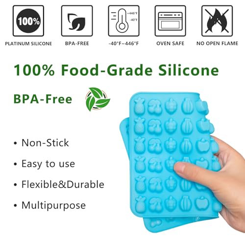 WARM TIME 5-Pack Mini Silicone Gummy Candy Molds, with 2 Droppers
