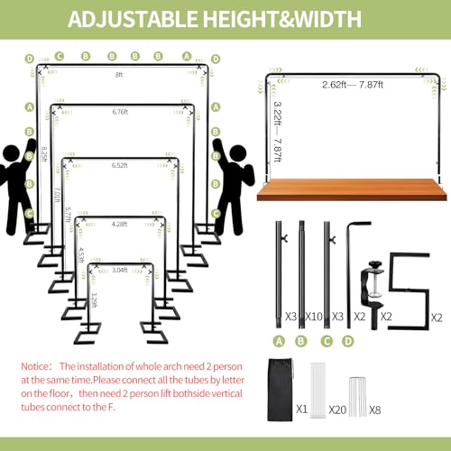 8.2FT x 8FT Square Backdrop Stand Heavy Duty Black Wedding Arch with Clamps - color: Matte Black