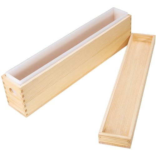 Silicone Soap Molds for Soap Making, 2.2L/77oz Soap Mold with Wooden Cover, Loaf Soap Making Tools - size: 2.2L/77oz-deep