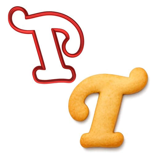 Mighty Gadget Fancy Cursive Letter A to Z Cookie Cutter - 4" Tall Alphabet Baking Mold (Random Color) (T) - color: T