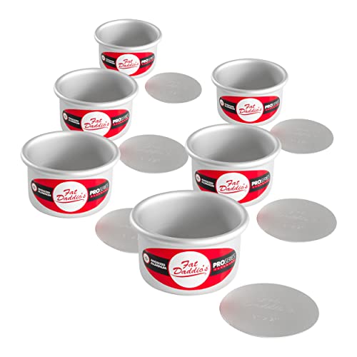 Fat Daddio's PCC-32CASE Anodized Aluminum Round Cheesecake Pans, 6 Piece Set, 3 x 2 Inch - size: 3 x 2 Inch, Set of 6, style: Sets