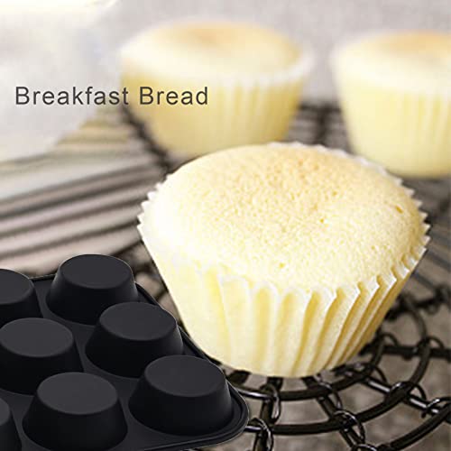 Silicone Muffin Pan Set,2 Pcs 2.8" 12 Cups Egg Bite Mold,Non-Stick,Easy Release,For Egg Muffins, Cupcakes, Large Muffins,Pizza Muffins,Cheesecakes(Black + Red) - size: 2PCS:Red + Black(2.8")