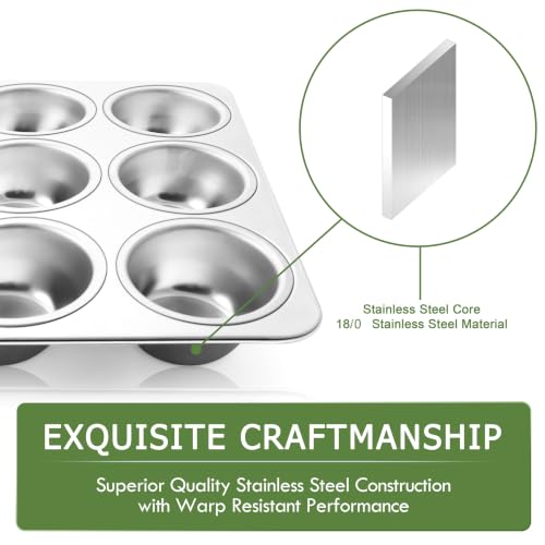 Herogo 12-Cup Stainless Steel Muffin Pan Tin for Baking - size: 12-Cup