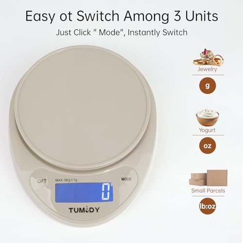 Small Digital Kitchen Scale Food, Scale for Baking Cooking, 11lb/5kg, Khaki - color: oatmilk